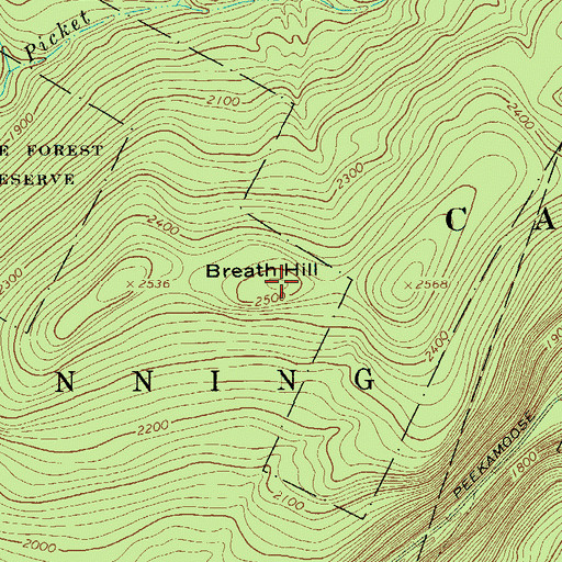 Topographic Map of Breath Hill, NY