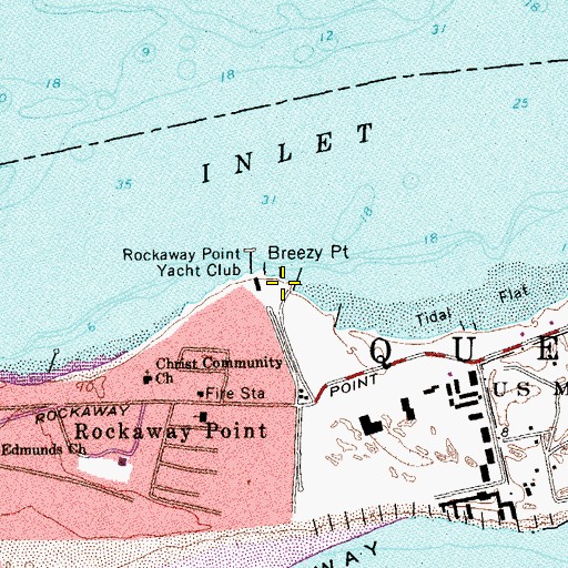 Topographic Map of Breezy Point, NY
