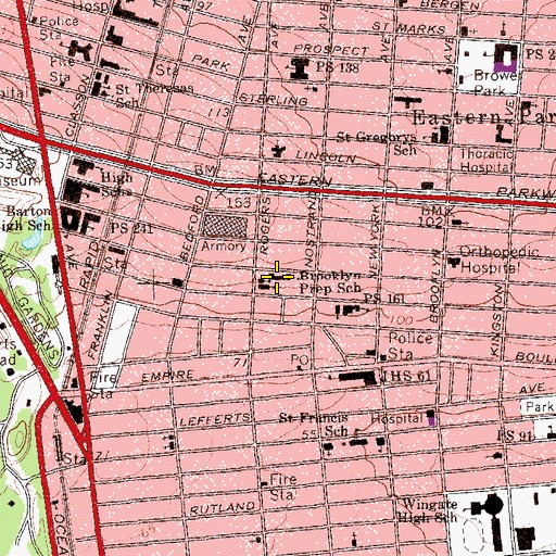 Topographic Map of Brooklyn Preparatory School (historical), NY