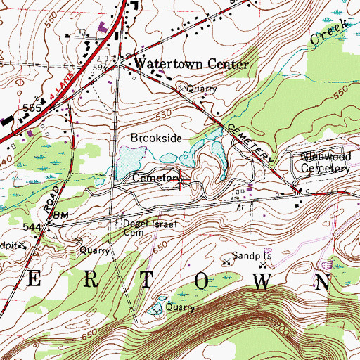 Topographic Map of Brookside Cemetery, NY