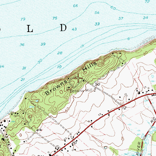 Topographic Map of Browns Hills, NY