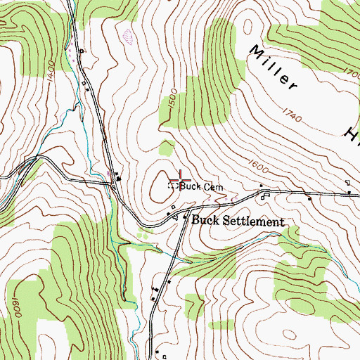 Topographic Map of Buck Cemetery, NY