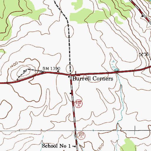Topographic Map of Burrell Corners, NY