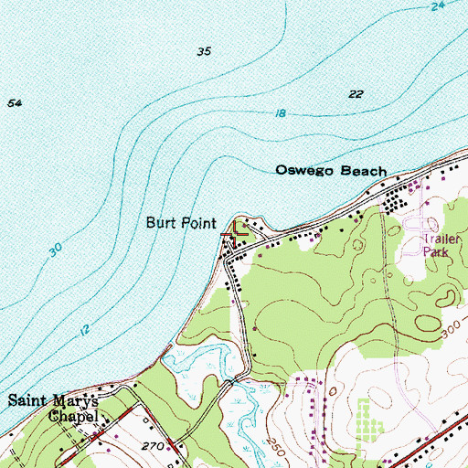 Topographic Map of Burt Point, NY