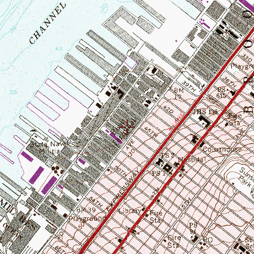 Topographic Map of Bush Terminal, NY