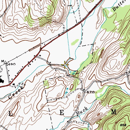 Topographic Map of Buttermilk Falls Brook, NY