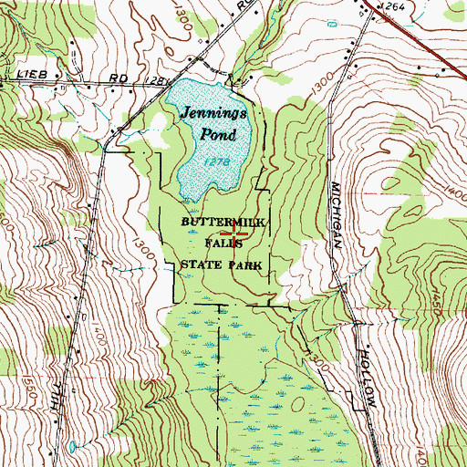 Topographic Map of Buttermilk Falls State Park, NY
