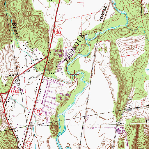 Topographic Map of Butts Hollow Brook, NY