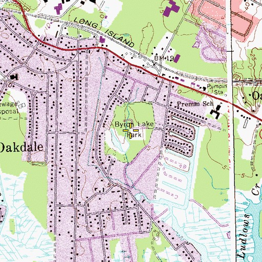 Topographic Map of Byron Lake Park, NY