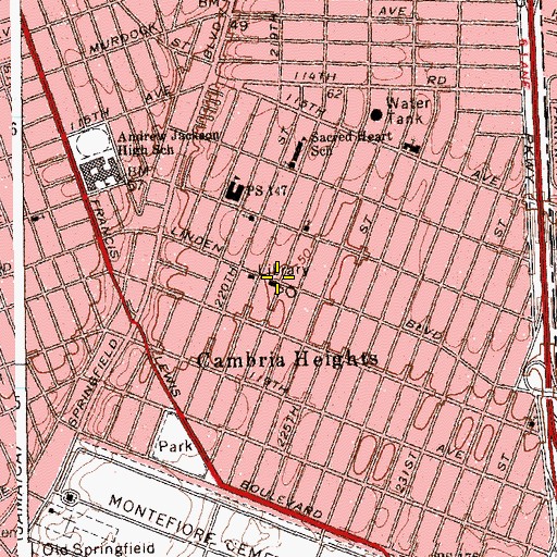 Topographic Map of Cambria Heights, NY