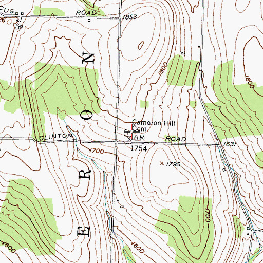 Topographic Map of Cameron Hill Cemetery, NY