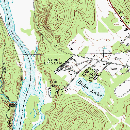 Topographic Map of Camp Echo Lake, NY