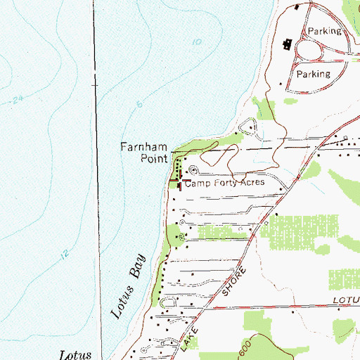 Topographic Map of Camp Forty Acres, NY