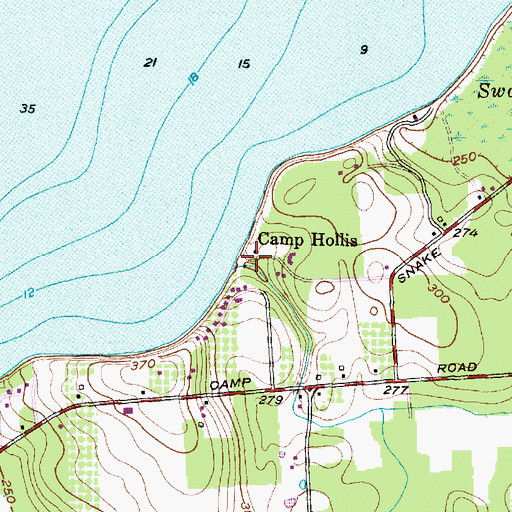 Topographic Map of Camp Hollis, NY