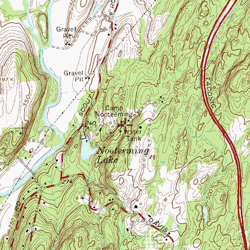 Topographic Map of Camp Nooteeming, NY