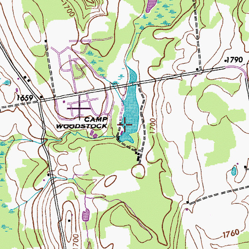 Topographic Map of Camp Woodstock, NY