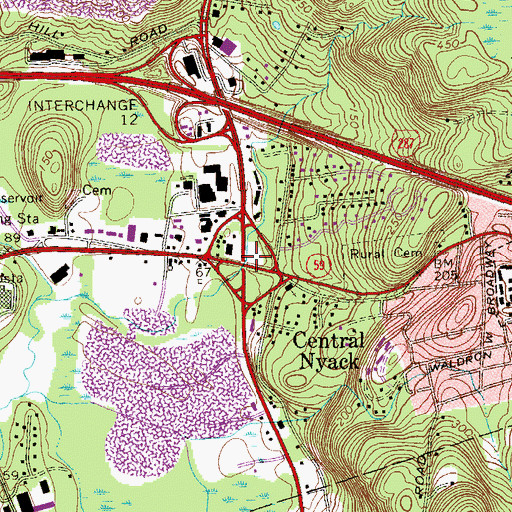 Topographic Map of Central Nyack, NY