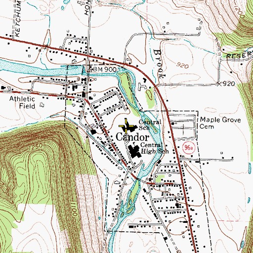 Topographic Map of Candor Elementary School, NY