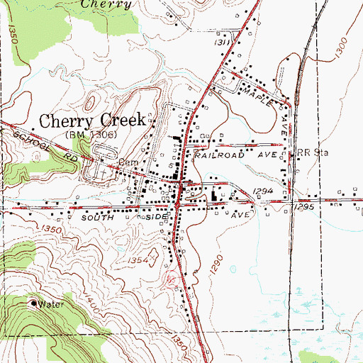 Topographic Map of Cherry Creek, NY