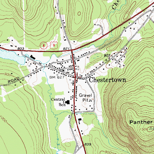 Topographic Map of Chestertown, NY