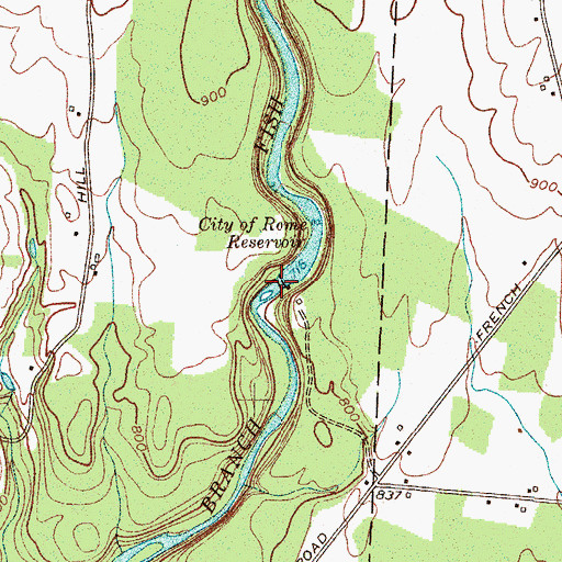 Topographic Map of City of Rome Reservoir, NY