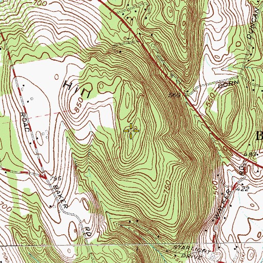 Topographic Map of Clapp Hill, NY