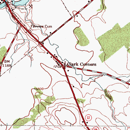 Topographic Map of Clark Corners, NY