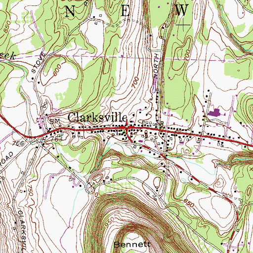 Topographic Map of Clarksville, NY