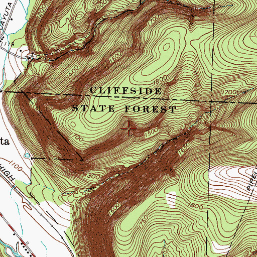 Topographic Map of Cliffside State Forest, NY