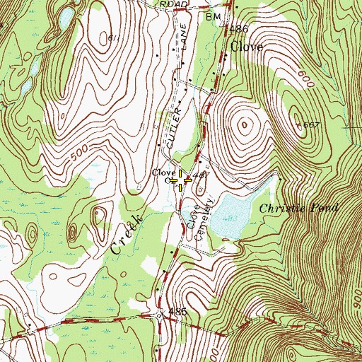 Topographic Map of Clove School, NY