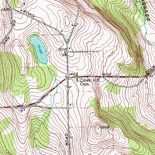 Topographic Map of Coles Hill Cemetery, NY