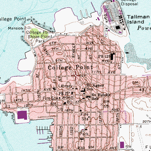 Topographic Map of College Point, NY