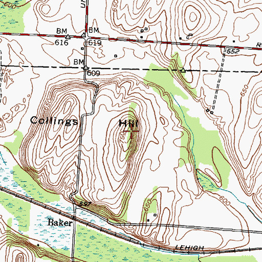 Topographic Map of Collings Hill, NY
