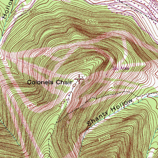 Topographic Map of Colonels Chair, NY