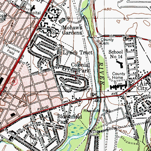 Topographic Map of Colonial Park, NY