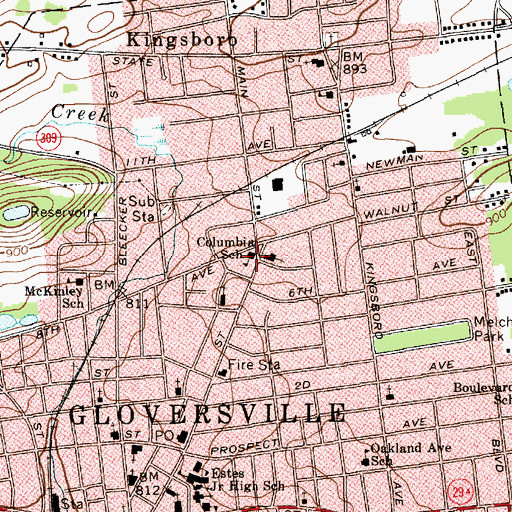 Topographic Map of Columbia School, NY