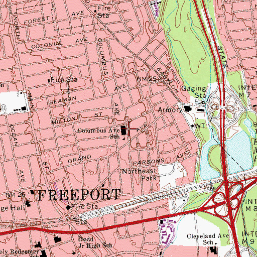 Topographic Map of Columbus Avenue School, NY