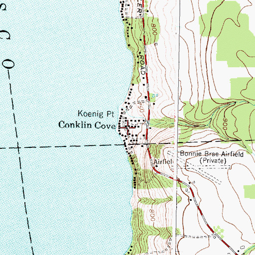 Topographic Map of Conklin Cove, NY