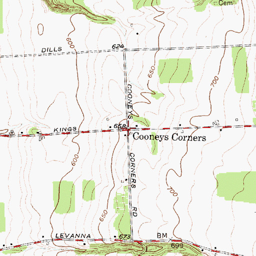 Topographic Map of Cooneys Corners, NY