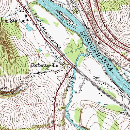 Topographic Map of Corbettsville, NY