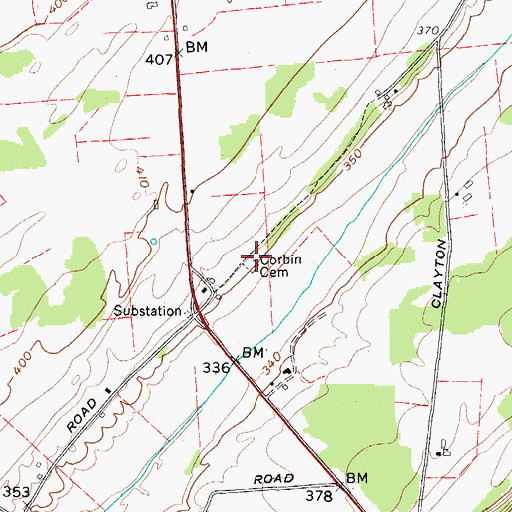 Topographic Map of Corbin Cemetery, NY