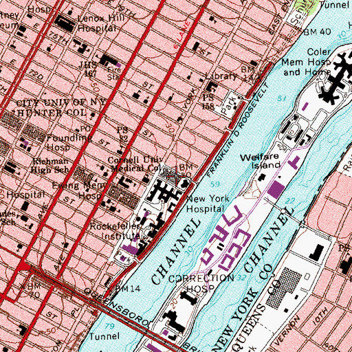 Topographic Map of Weill Medical College and Graduate School of Medical Sciences, NY