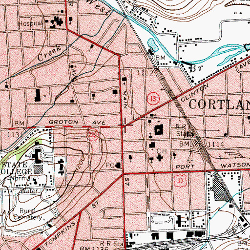 Topographic Map of Cortland, NY
