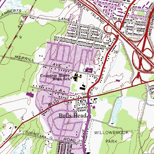 Topographic Map of Moore Catholic High School, NY