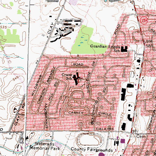 Topographic Map of David B Crane Elementary School, NY