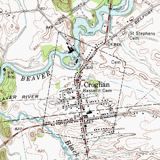 Topographic Map of Croghan, NY