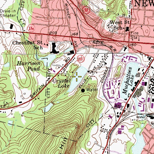 Topographic Map of Crystal Lake, NY