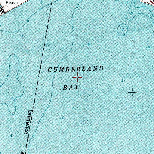 Topographic Map of Cumberland Bay, NY