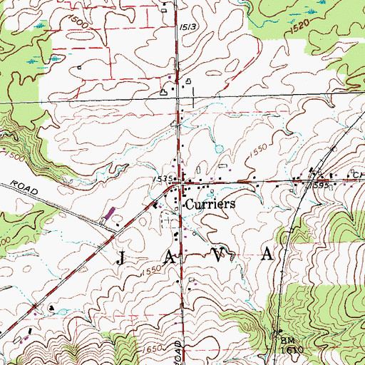Topographic Map of Curriers, NY