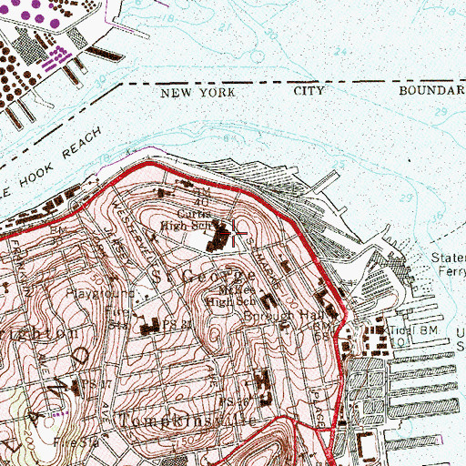 Topographic Map of Curtis High School, NY